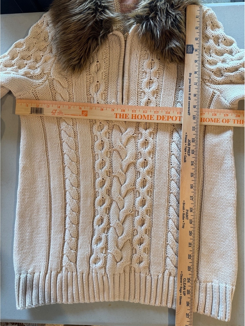 SHOW ME YOUR MUMU Sun Valley Faux Fur Cable Knit Pullover - Picture 8 of 8